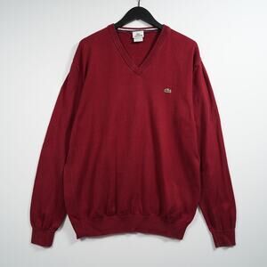 Lacoste Men’s V-Neck Cotton Sweater Red Size 6 (XL)